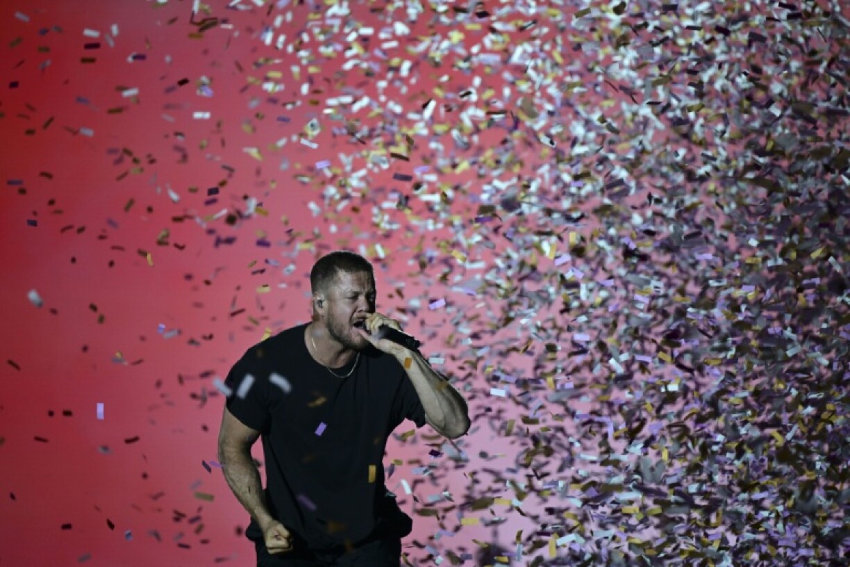 Le chanteur d'Imagine Dragons Dan Reynolds durant un concert à Rio le 14 septembre 2024