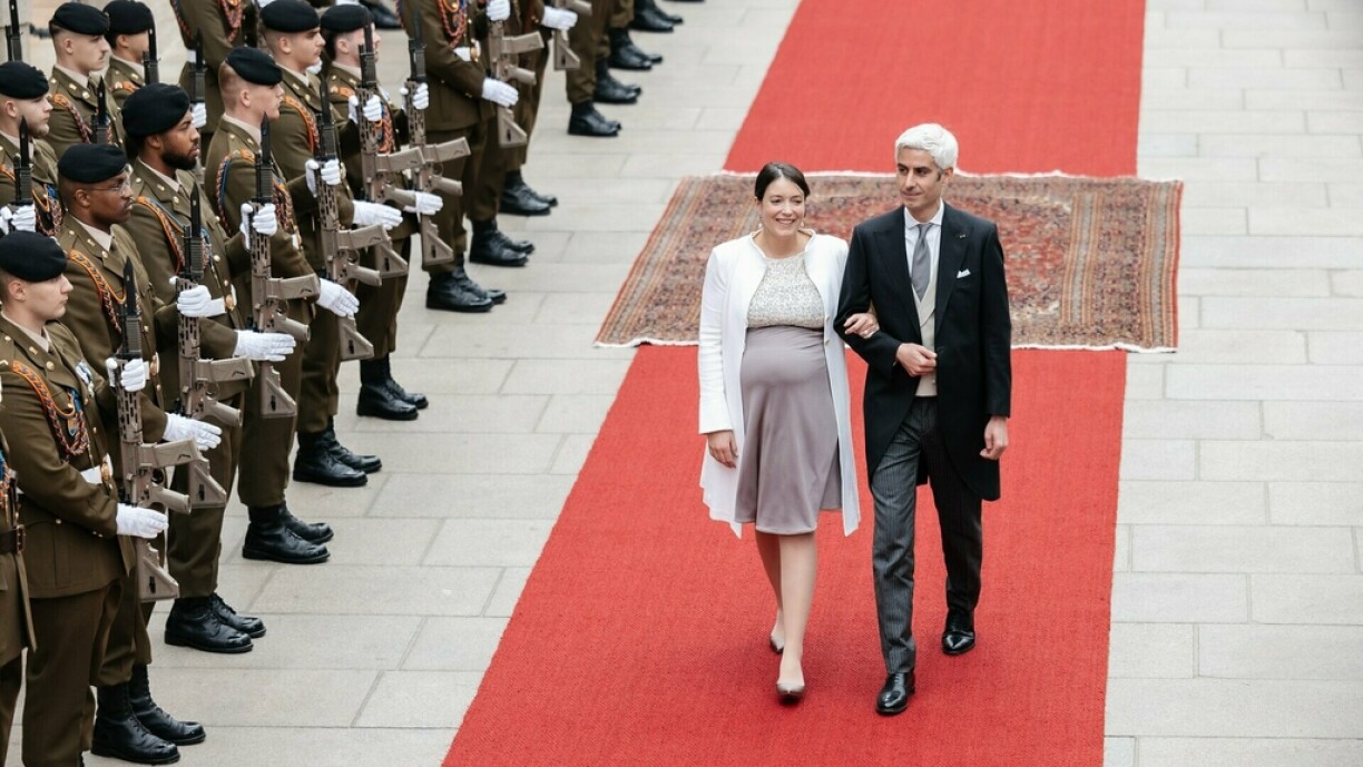 Princess Alexandra and her husband Nicolas Bagory at the throne succession in October 2025.