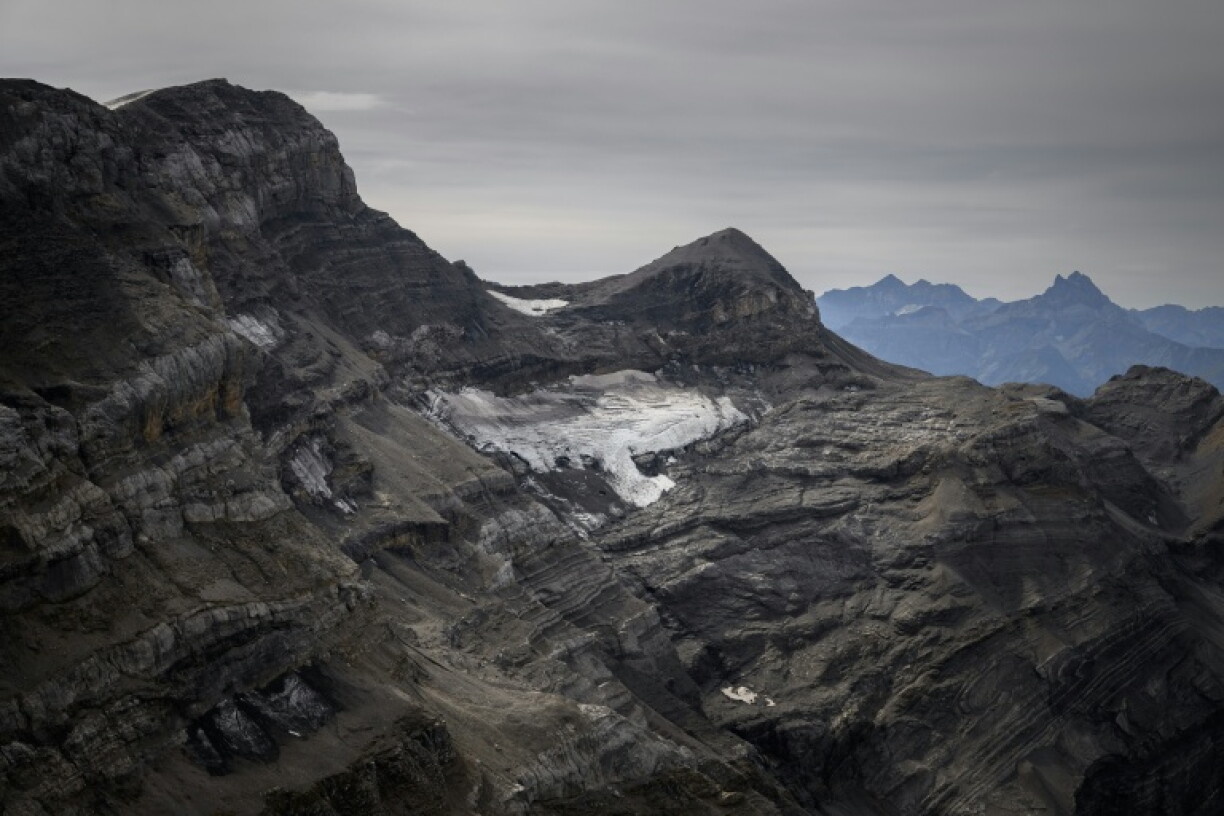 The remains of the now tiny Mauvais glacier above Les Diablerets in the Swiss Alps