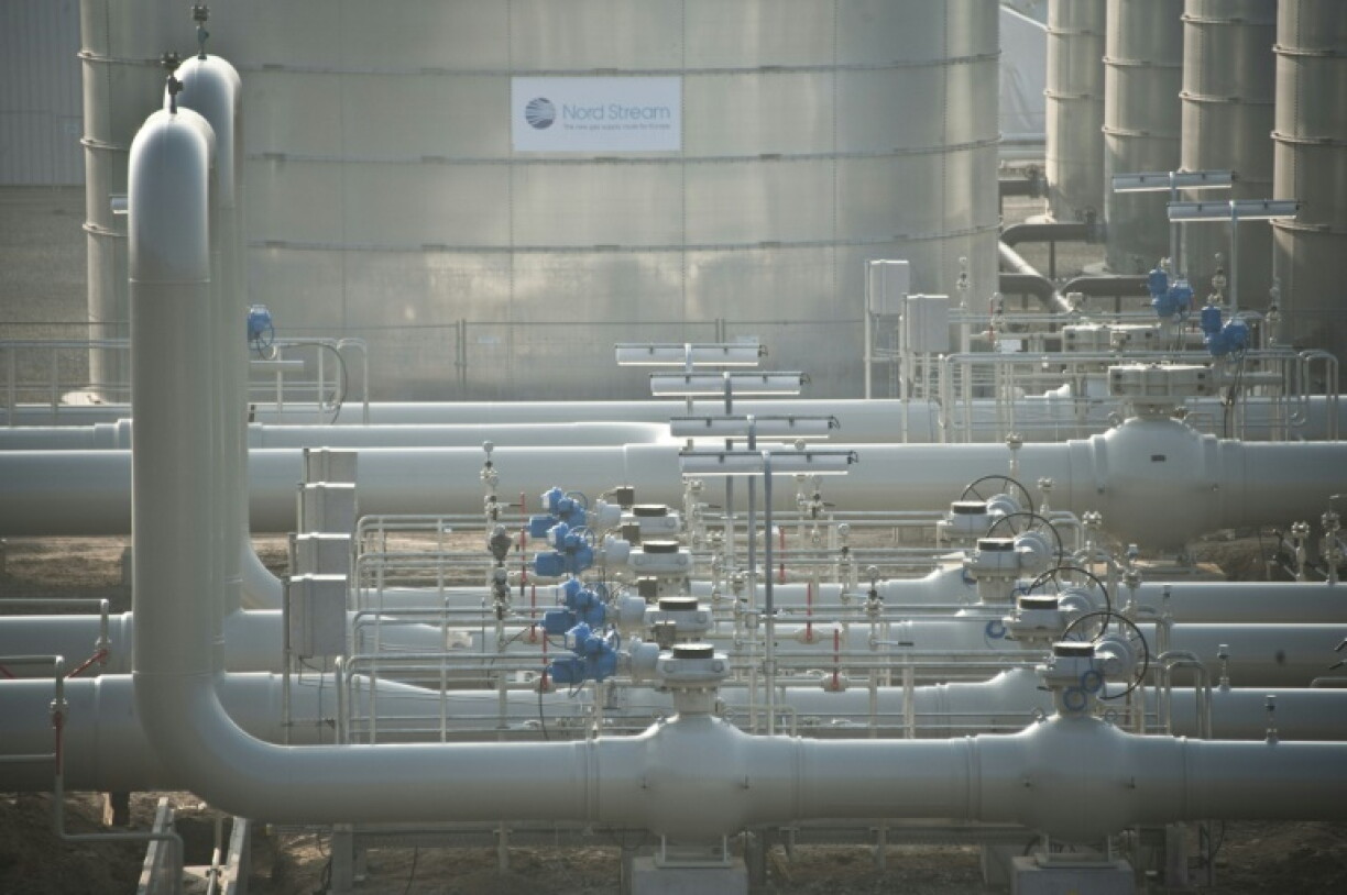 View of the Nordstream gas pipeline terminal -- the pipelines were sabotaged in September, 2022