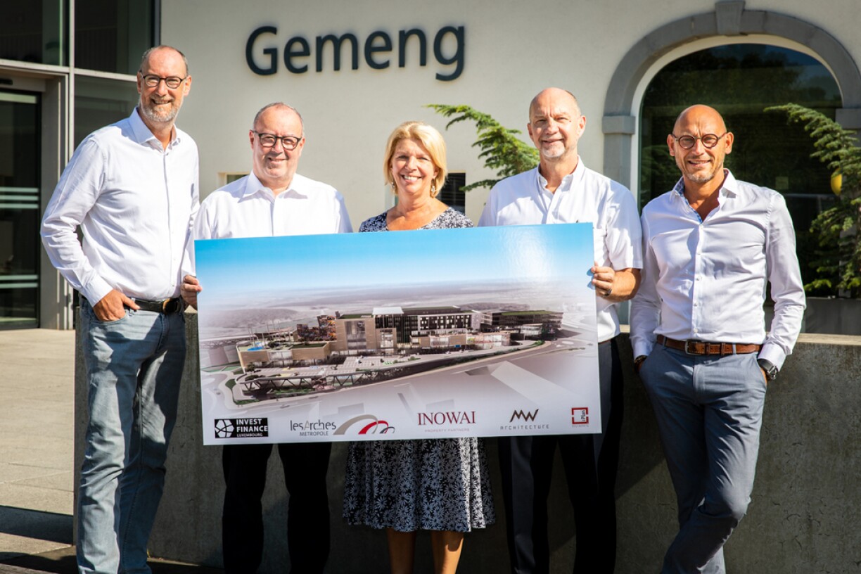 illes Baum, Echevin Junglinster; Romain Reitz, Bourgmestre de Junglinster; Françoise Hetto-Gaasch, Echevine Junglinster; Carlo Irthum Invest Finance; Vincent Bechet, Partner & Managing Director INOWAI