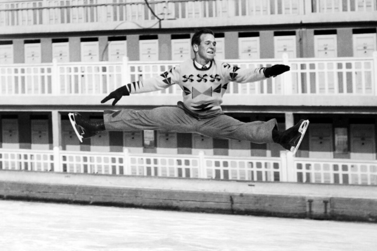 US figure skater Dick Button at the 1948 Saint-Moritz Winter Olympic Games in which he won gold