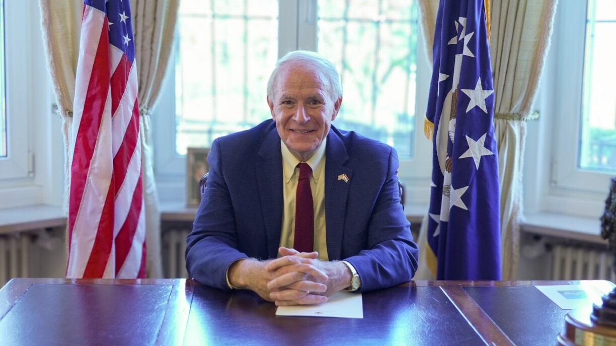 Ambassador Thomas M Barrett at the US Residence in Limpertsberg.