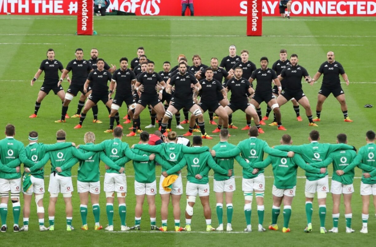 Les All Blacks face à l'équipe d'Irlande lors du test disputé le 13 novembre 2021 à Dublin.