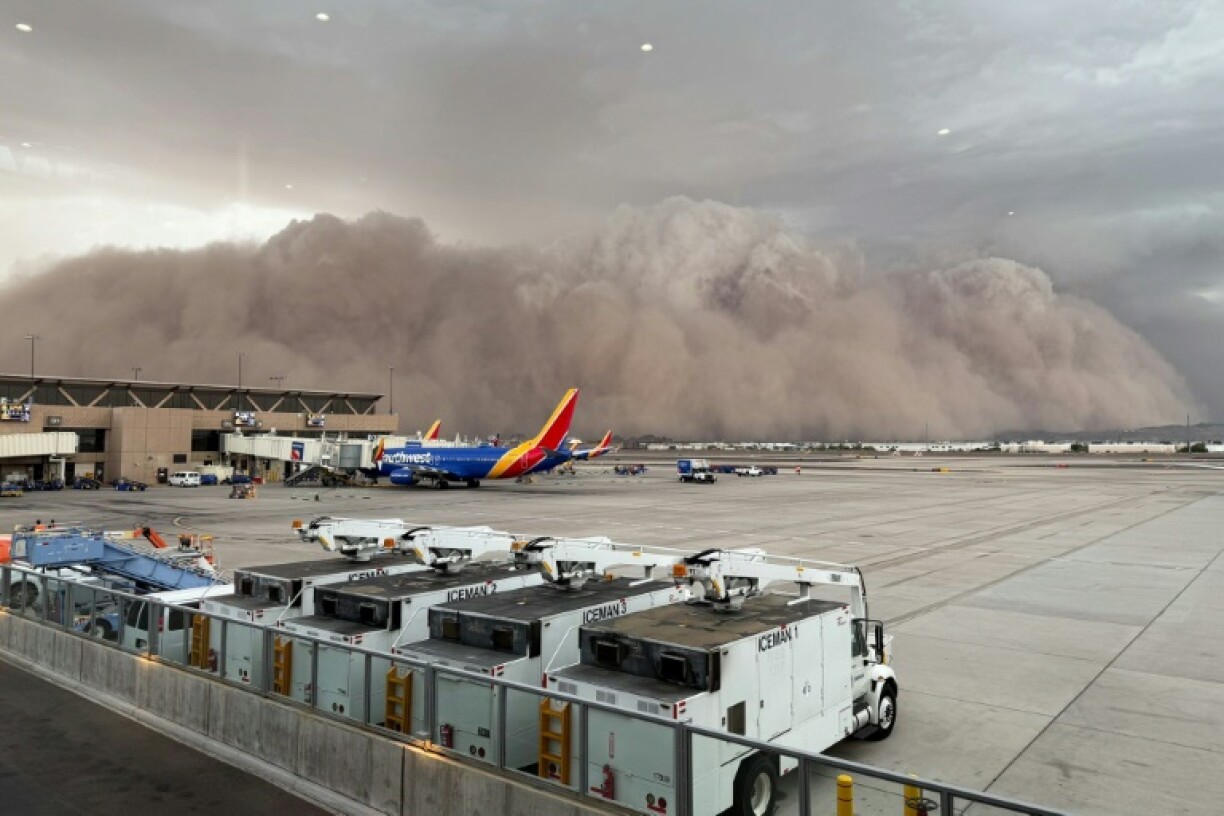 This handout photo provided by the City of Phoenix shows a large cloud of dust at the Phoenix Sky Harbor International Airport on August 25, 2025 in Phoenix, Arizona