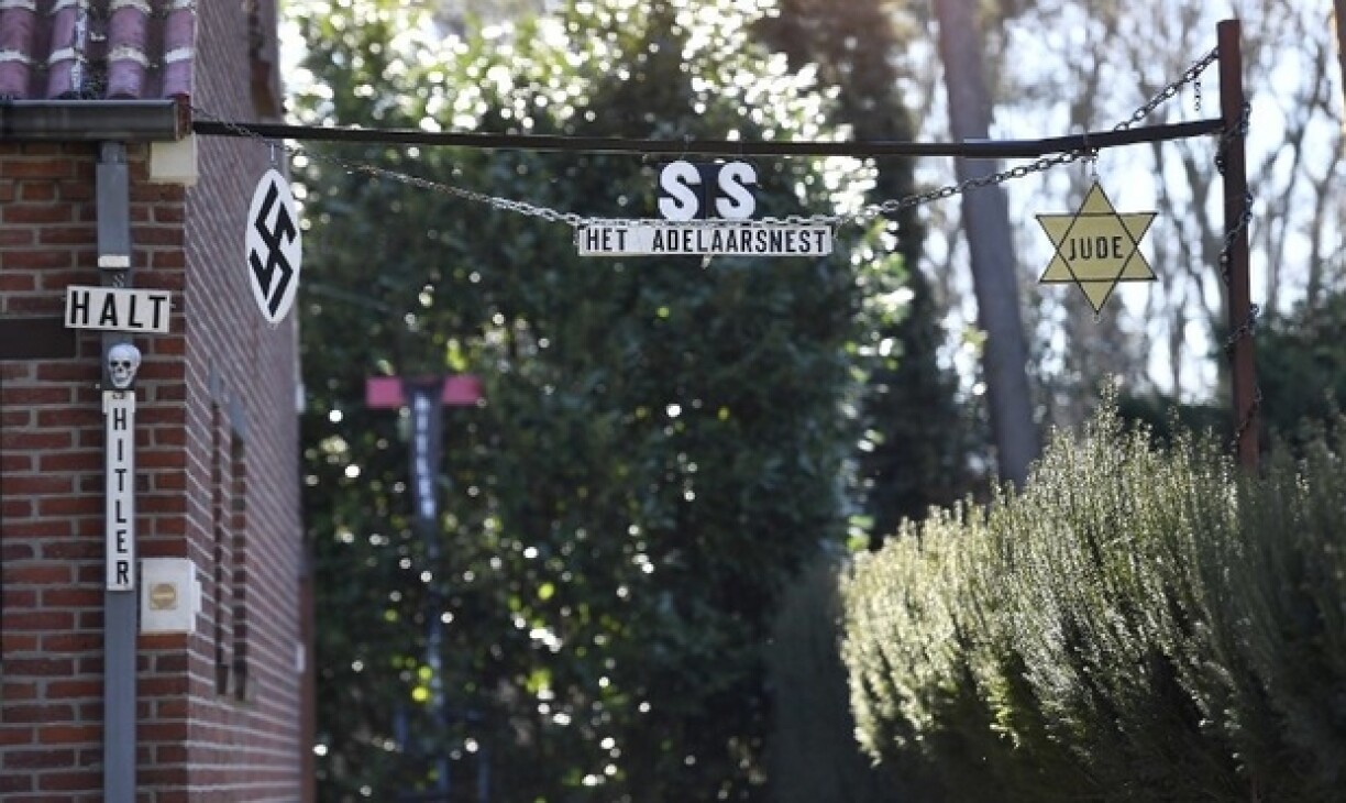 Swastika and other Nazi symbolism.