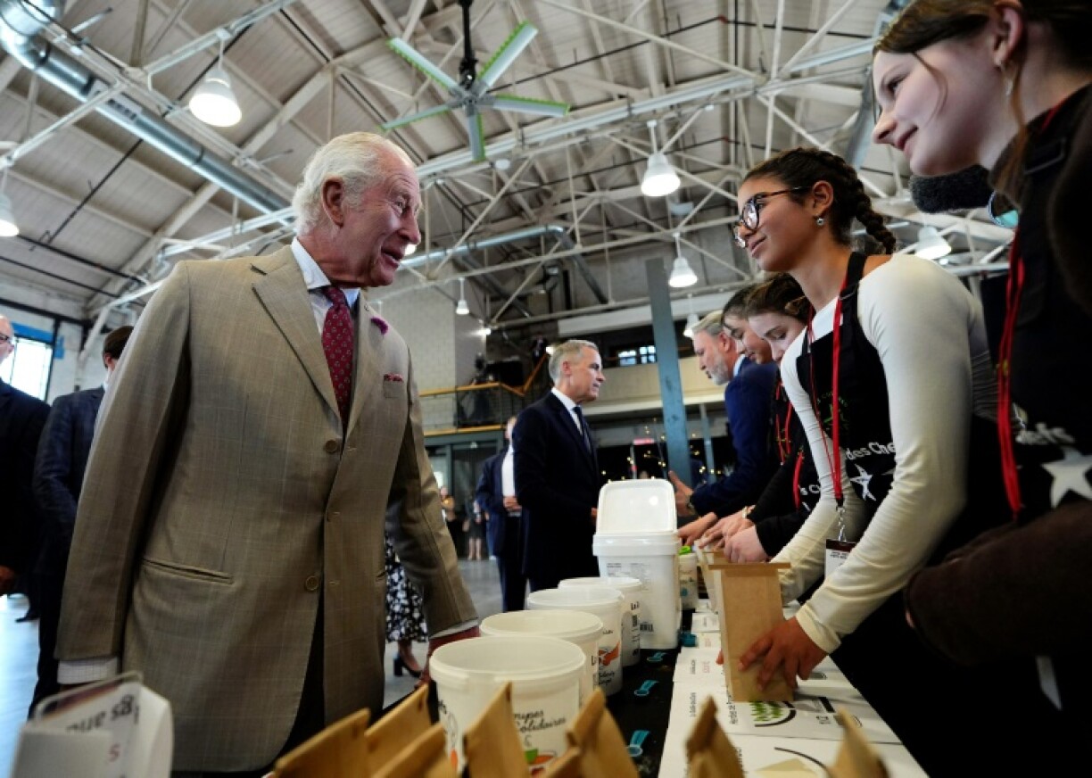 Britain's King Charles III meets members of La Tablee des Chefs at a community gathering in Ottawa as part of his and Queen Camilla's visit to the Canadian capital