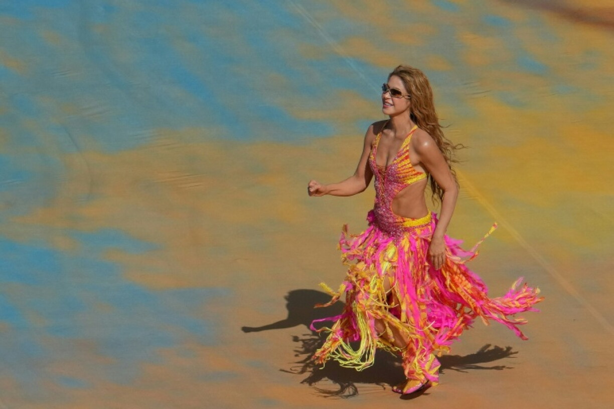 Shakira performs during the halftime show of the 2026 World Cup final