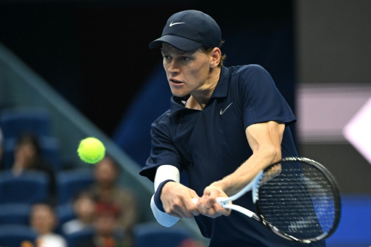 Italy’s Jannik Sinner hits a return to France’s Terence Atmane