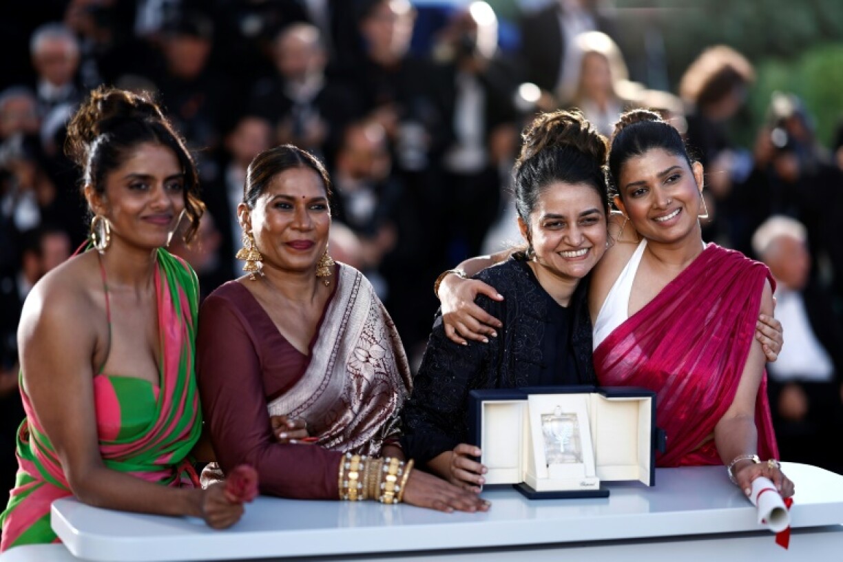 (L-R) Kani Kusruti, Chhaya Kadam, Payal Kapadia and Divya Prabha at the Cannes Film Festival in 2024