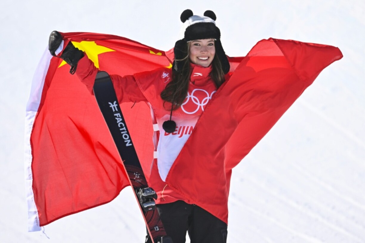 Eileen Gu celebrates gold at the Beijing Games in 2022
