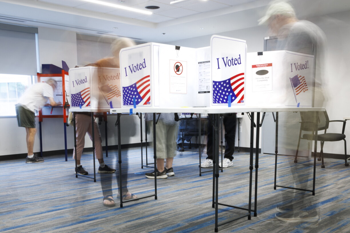Voters cast their ballots inside the Arlington County Courthouse on 18 September 2026 in Arlington, Virginia.