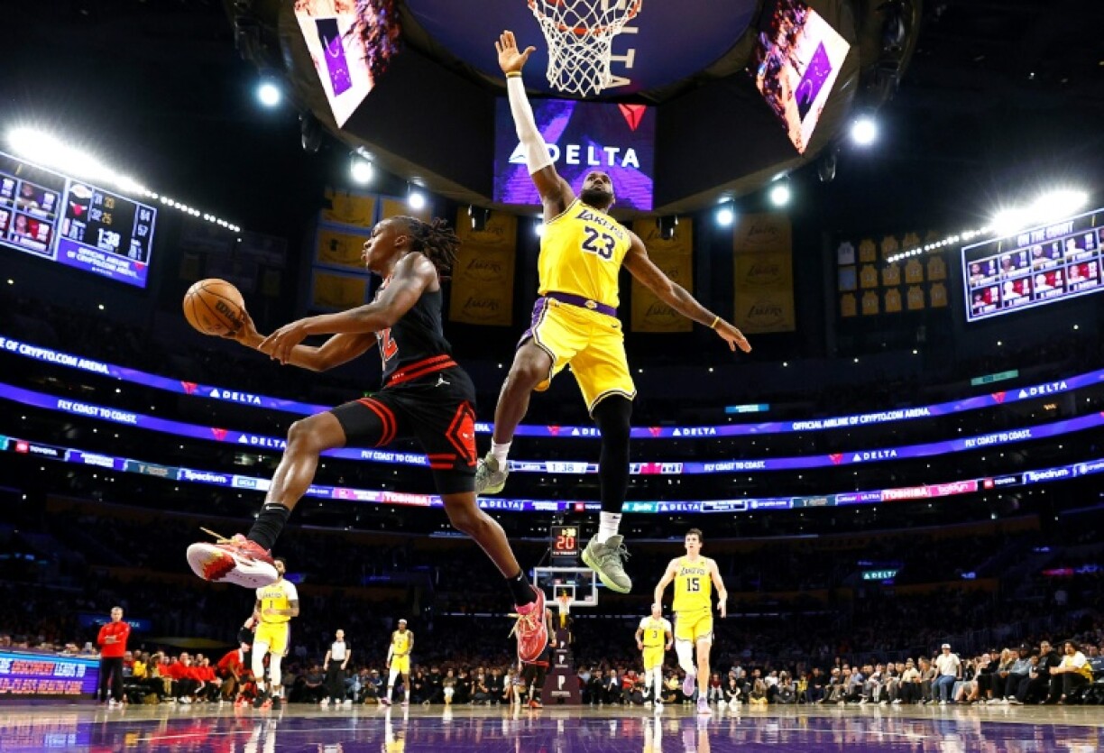 LeBron James (#23), la supestar des Lakers, lors d'un match de NBA contre les Chicago Bulls, le 25 janvier 2024 à Los Angeles