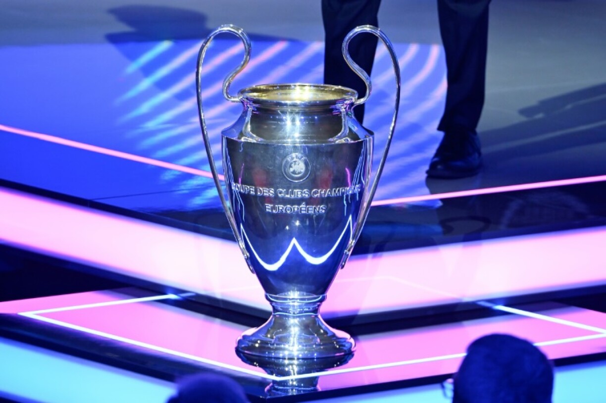 The UEFA Champions League trophy on display in Monaco ahead of Thursday's draw for the league phase
