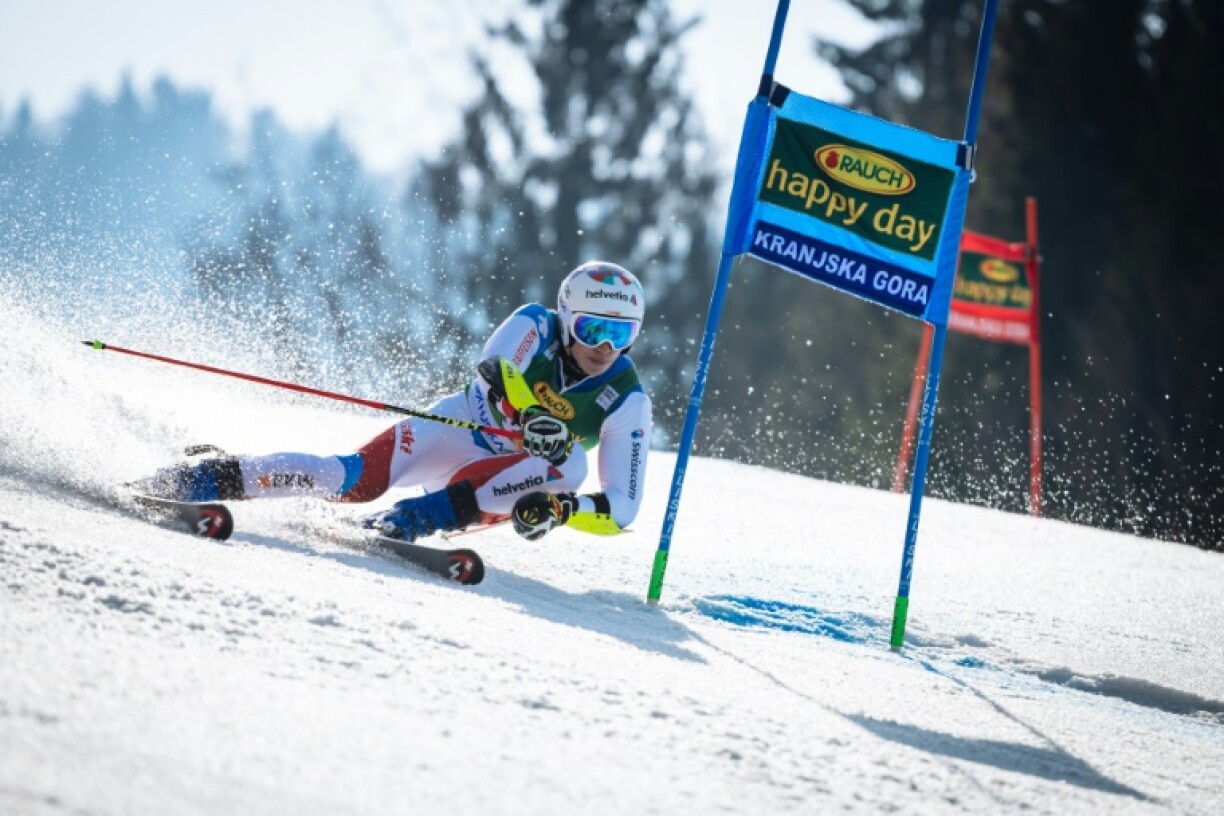 Le Suisse Marco Odermatt, lors de la 1ère manche du géant de Coupe du monde, le 9 mars 2019 à Kranjska Gora (Slovénie)