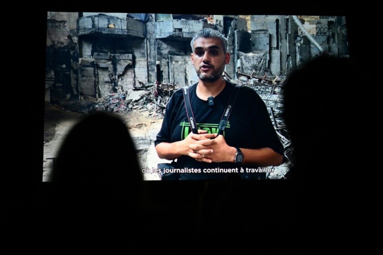Palestinian photographer Mahmoud Abu Hamda was not at the Bayeux ceremony but sent a video message to the event