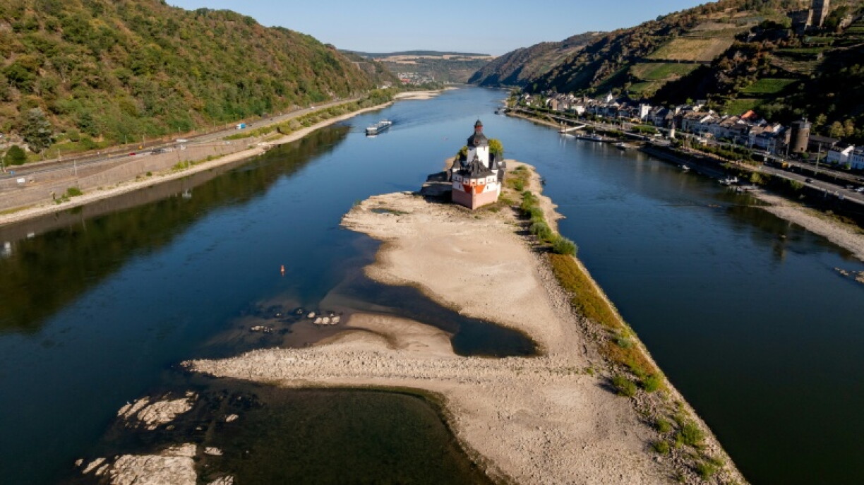 Kaub on the Rhine river in mid-August. The waterway has fallen to record lows amid low rainfall and soaring temperatures