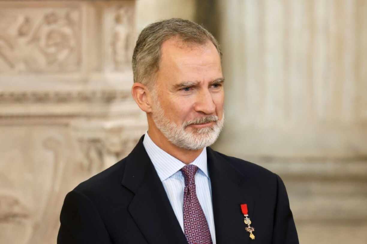 Le roi Felipe VI durant les célébrations marquant le dixième anniversaire de son accession au trône d'Espagne, au Palais royal à Madrid le 19 juin 2024