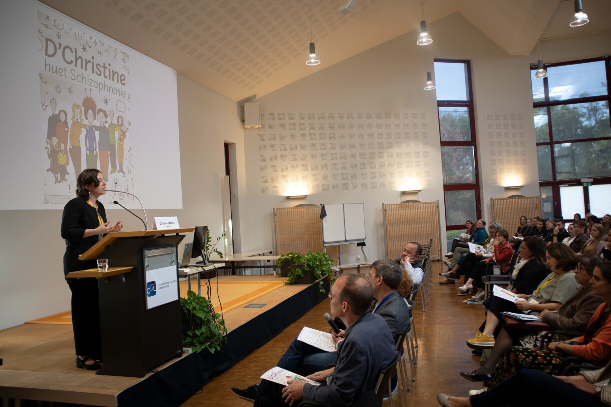 Christine Fandel at a seminar organised by the Luxembourg League for Mental Hygiene.