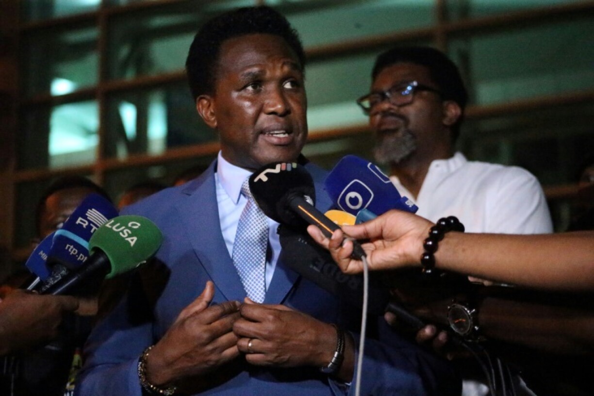 Mozambique opposition leader Venancio Mondlane speaking during a press conference on March 10