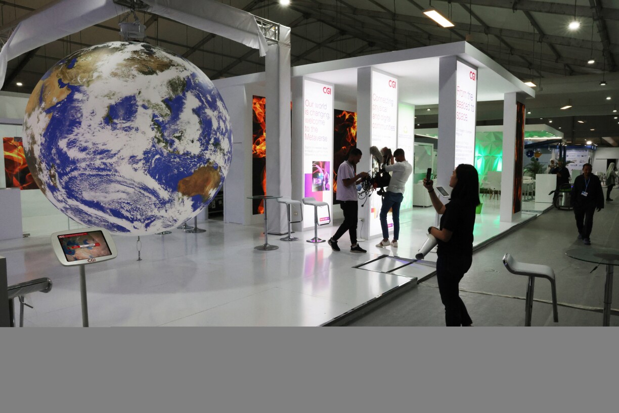 Participants visit the Sharm El Sheikh International Convention Centre, in Egypt's Red Sea resort city of Sharm el-Sheikh, on November 5, 2022, on the eve of the 2022 United Nations Climate Change Conference, more commonly known as COP27.