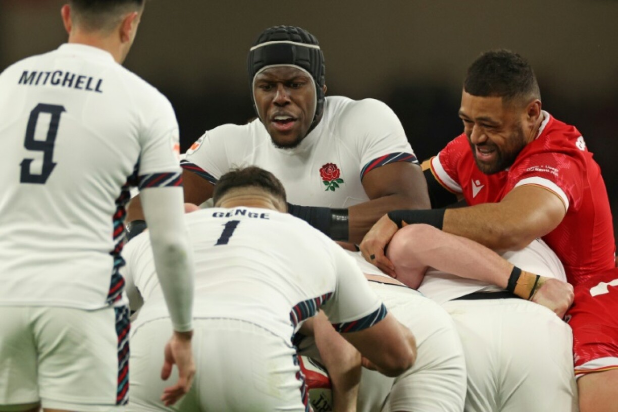 Leading from the front: England captain Maro Itoje (C) in action against Wales in Cardiff
