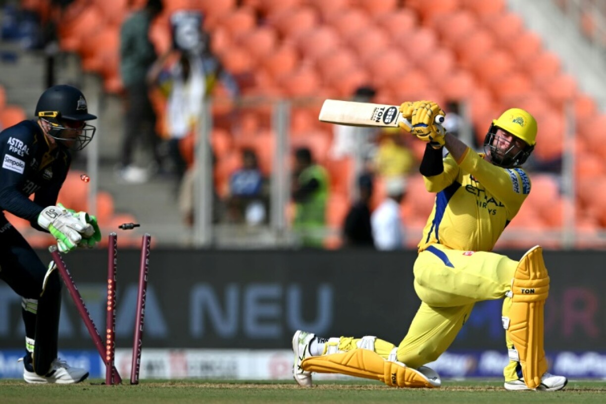 Chennai Super Kings' Devon Conway hammered 52 from 35 balls before he was clean bowled by Gujarat's Rashid Khan