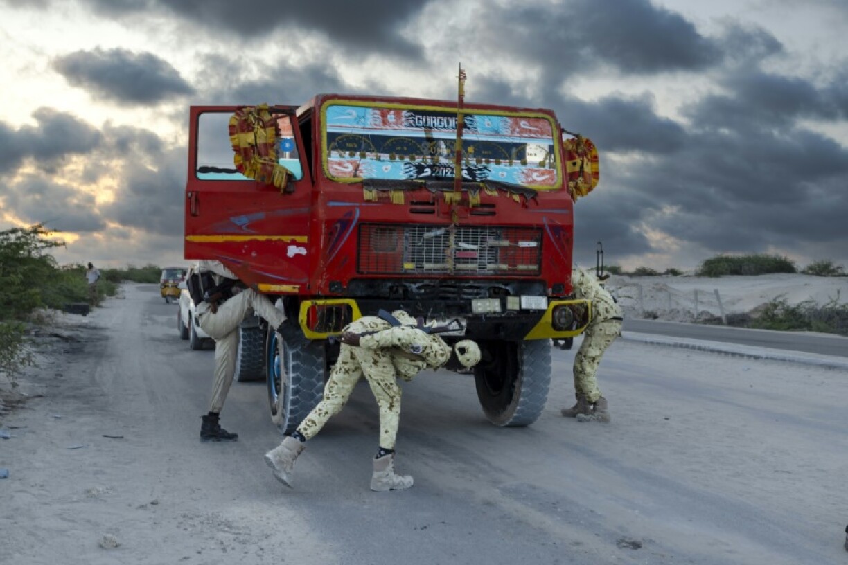 Vehicles are carefully checked by security forces to prevent attacks