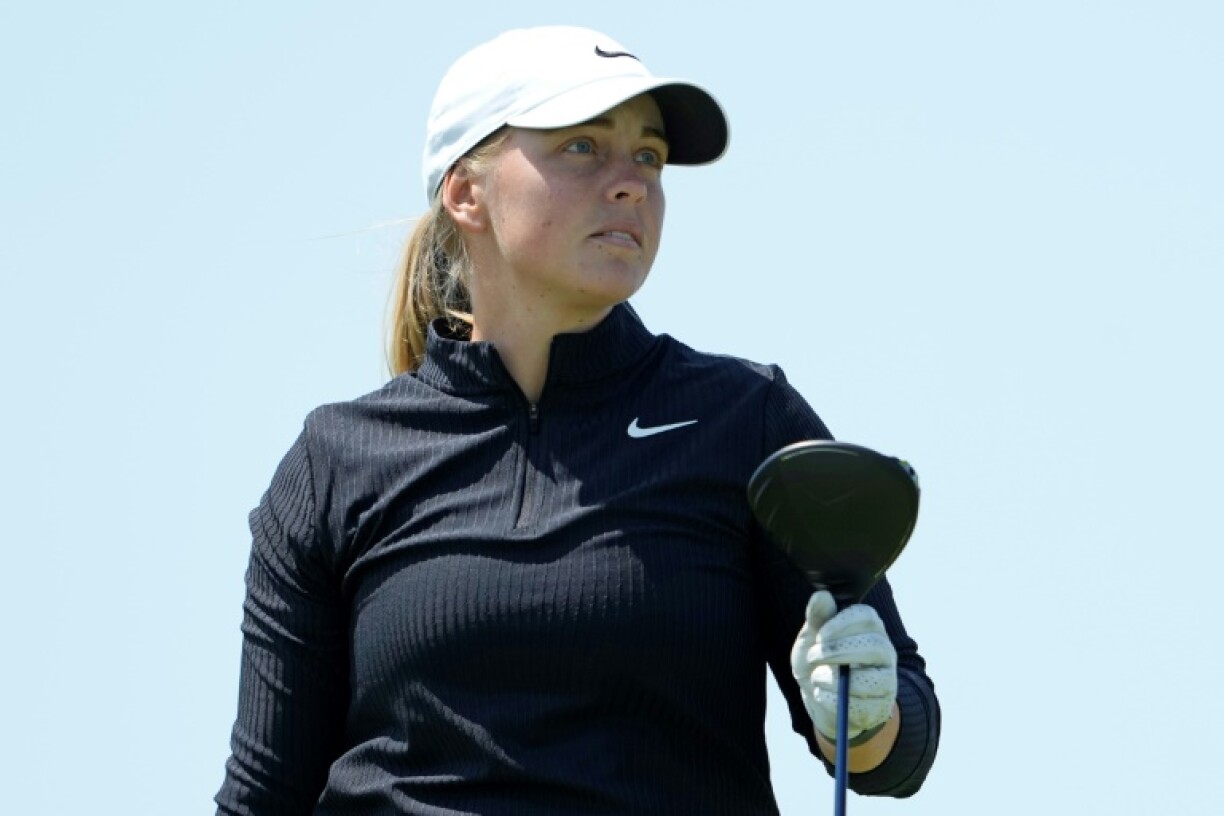 Sweden's Maja Stark follows a shot on the way to the 54-hole lead in the US Women's Open at Erin Hills in Wisconsin