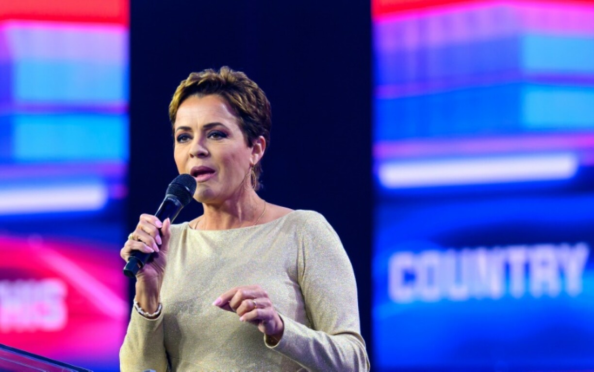 Kari Lake, who has led sweeping cuts to US-funded media, speaks during the America Fest 2024 conservative event in Phoenix, Arizona on December 21, 2024