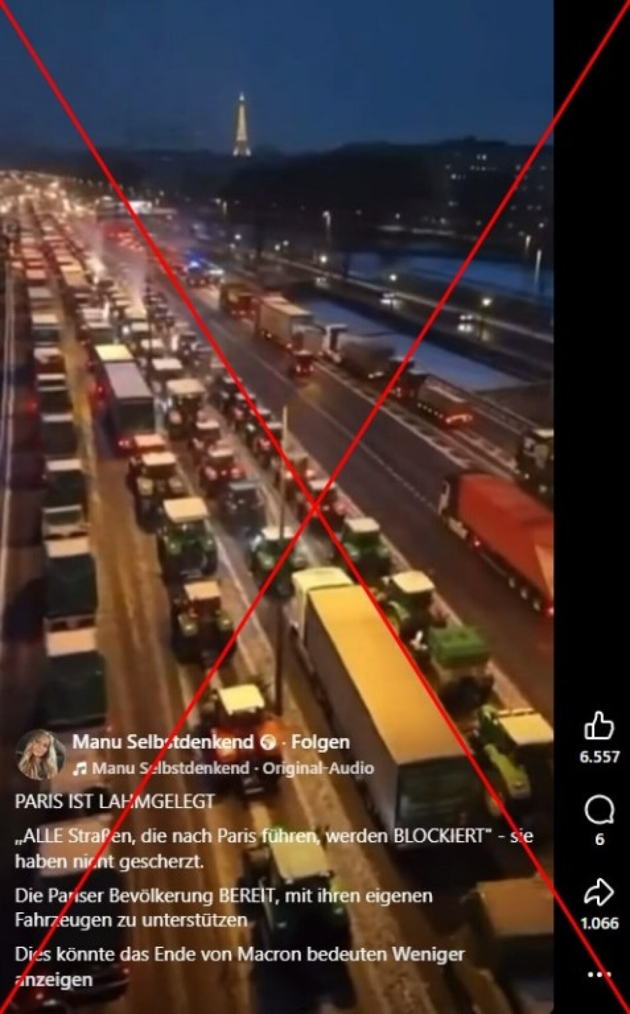 Facebook-Screenshot der Behauptung, rotes Kreuz von AFP hinzugefügt: 16. Januar 2026