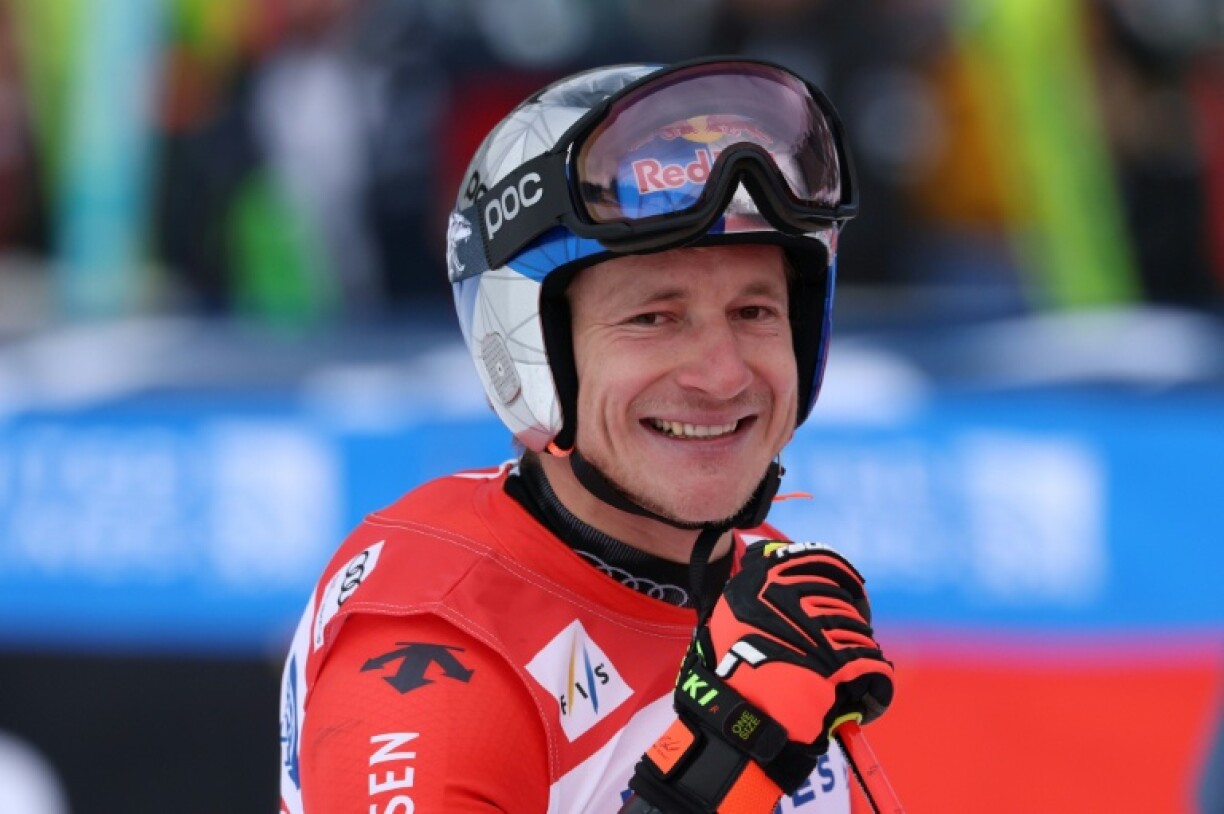 Switzerland's Marco Odermatt reacts after his victorious run in the alpine men's super-G at Copper Mountain, Colorado