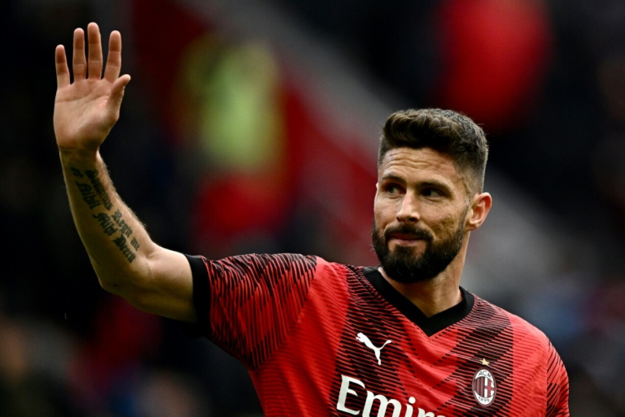 L'attaquant français de l'AC Milan Olivier Giroud contre Empoli en Serie A à San Siro, le 10 mars 2024