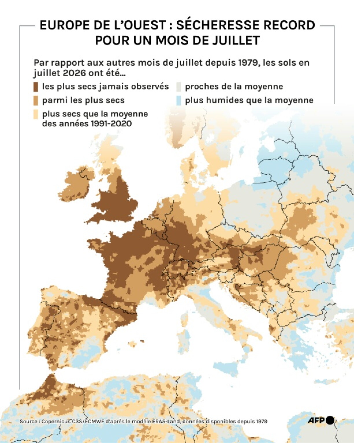 Europe de l'Ouest : sécheresse record pour un mois de juillet