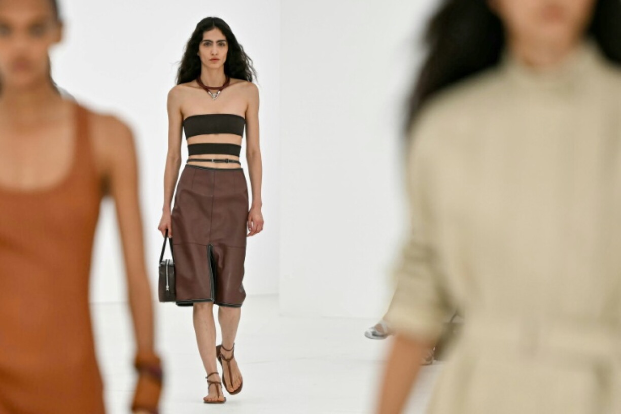 French luxury house Hermes presented its women's collection in the courtyard of the elite Republican Guard police unit in Paris