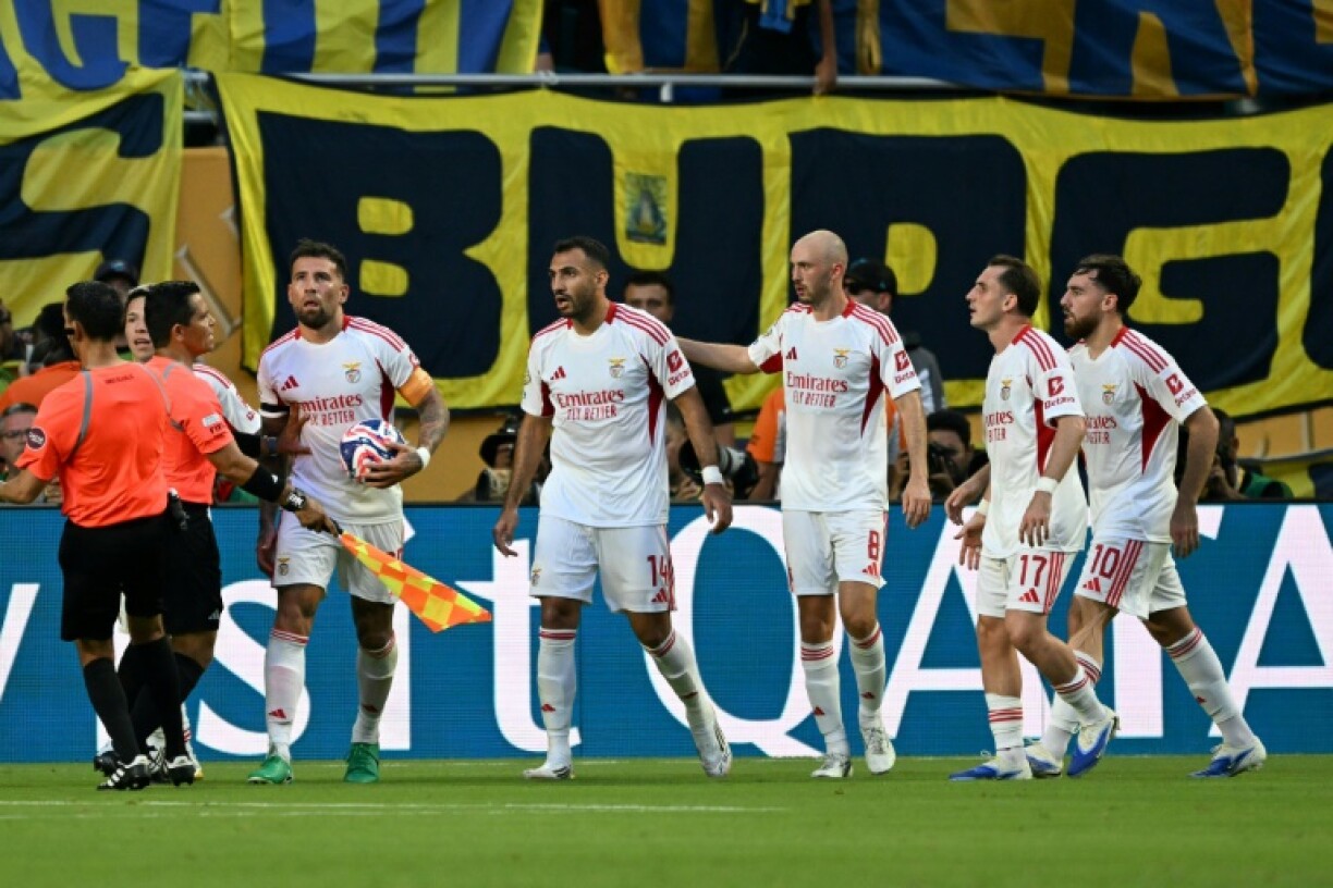 Benfica's Argentine defender Nicolas Otamendi after a late equaliser secures a 2-2 draw against Boca Juniors