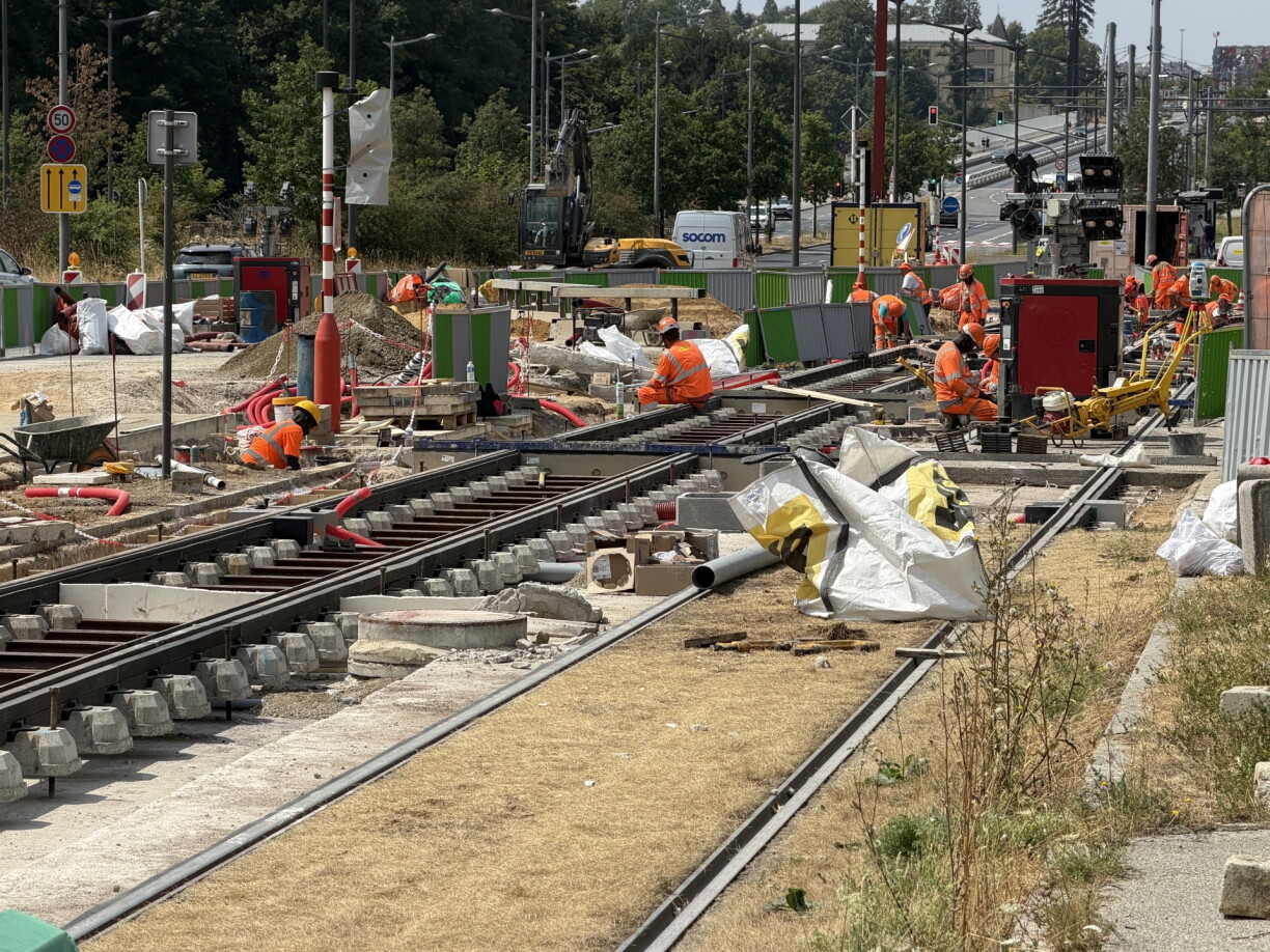 Construction work on the Kirchberg tram line on 31 July 2026.
