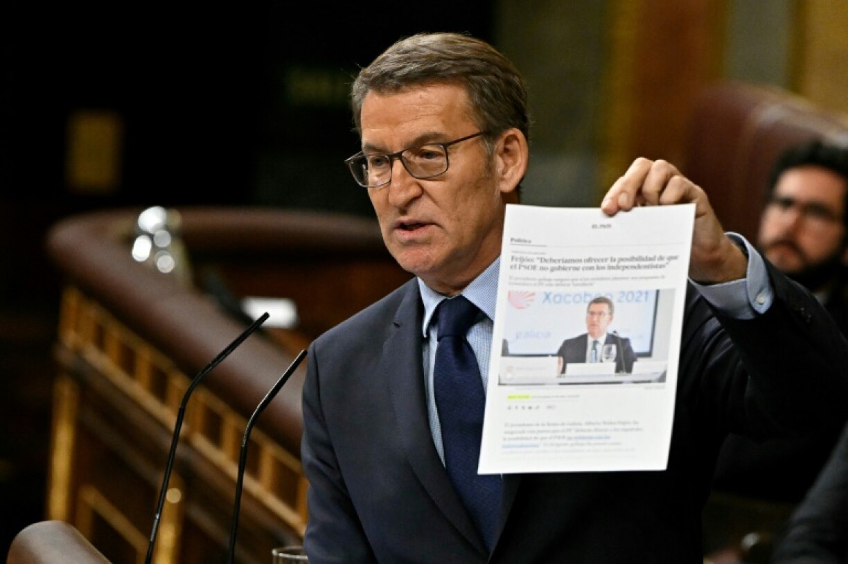 Le chef du Parti populaire (PP) Alberto Nunez Feijoo au Congrès, le 15 novembre 2023 à Madrid