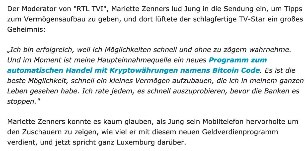 Extrait aus dem Fake-Artikel