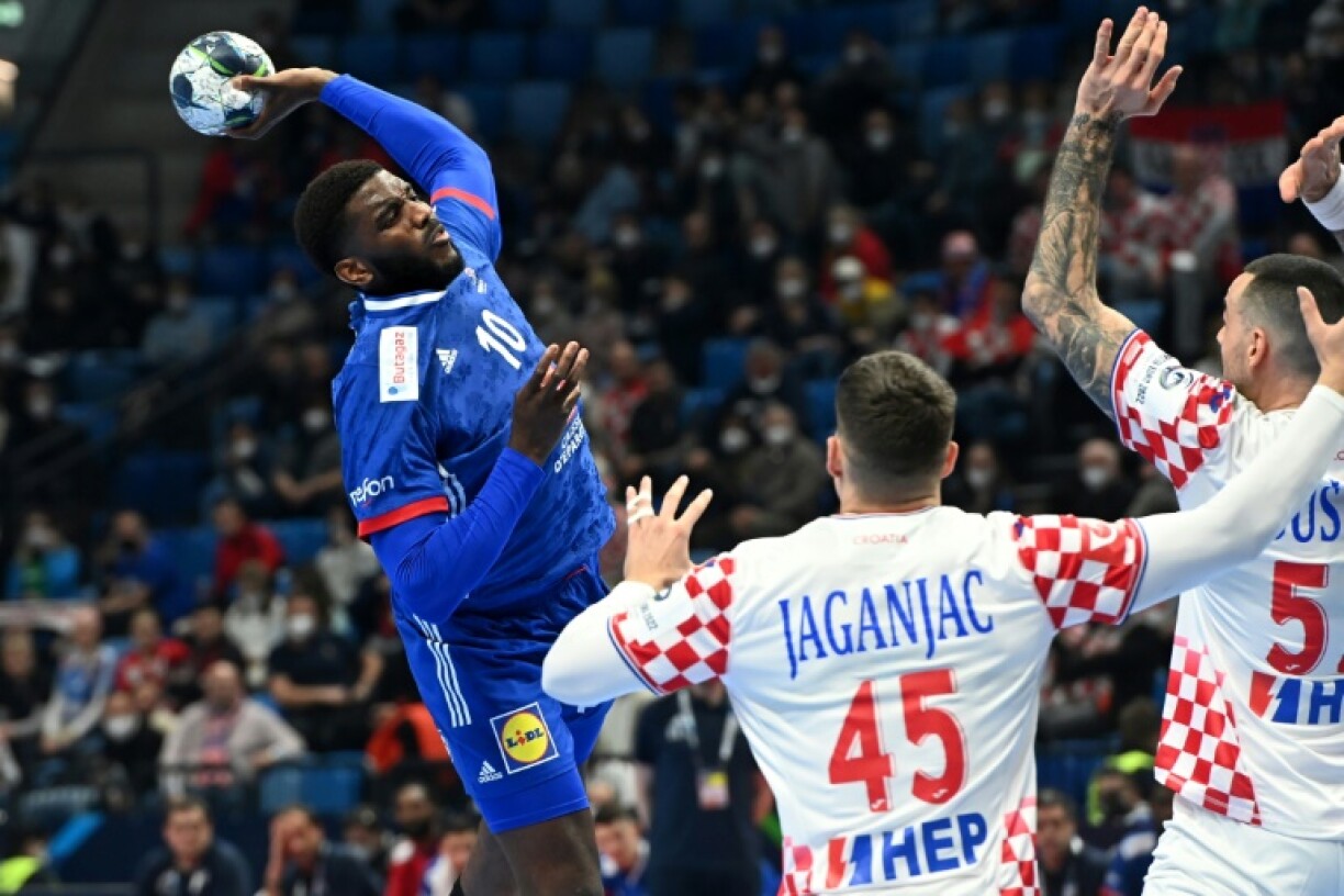 Dika Mem, un des principaux artisans de la victoire de l'équipe de France contre la Croatie à l'Euro à Szeged, le 13 janvier 2022