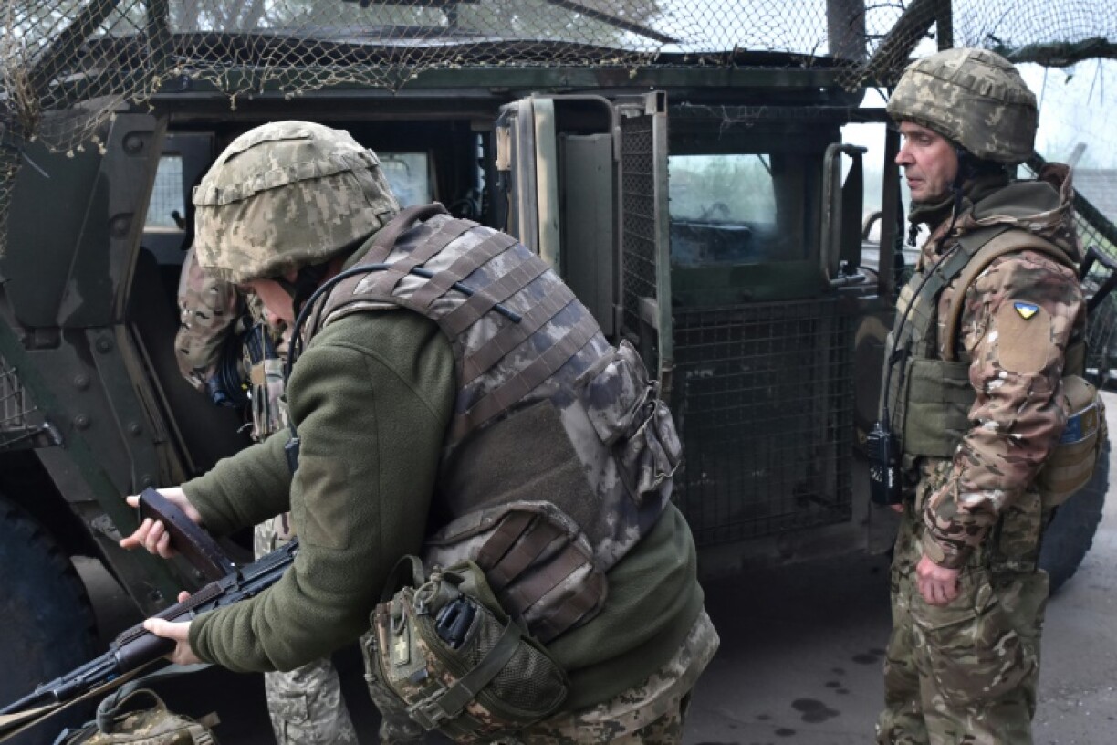 Ukrainian servicemen on the front line in the Zaporizhzhia region, amid the Russian invasion of Ukraine