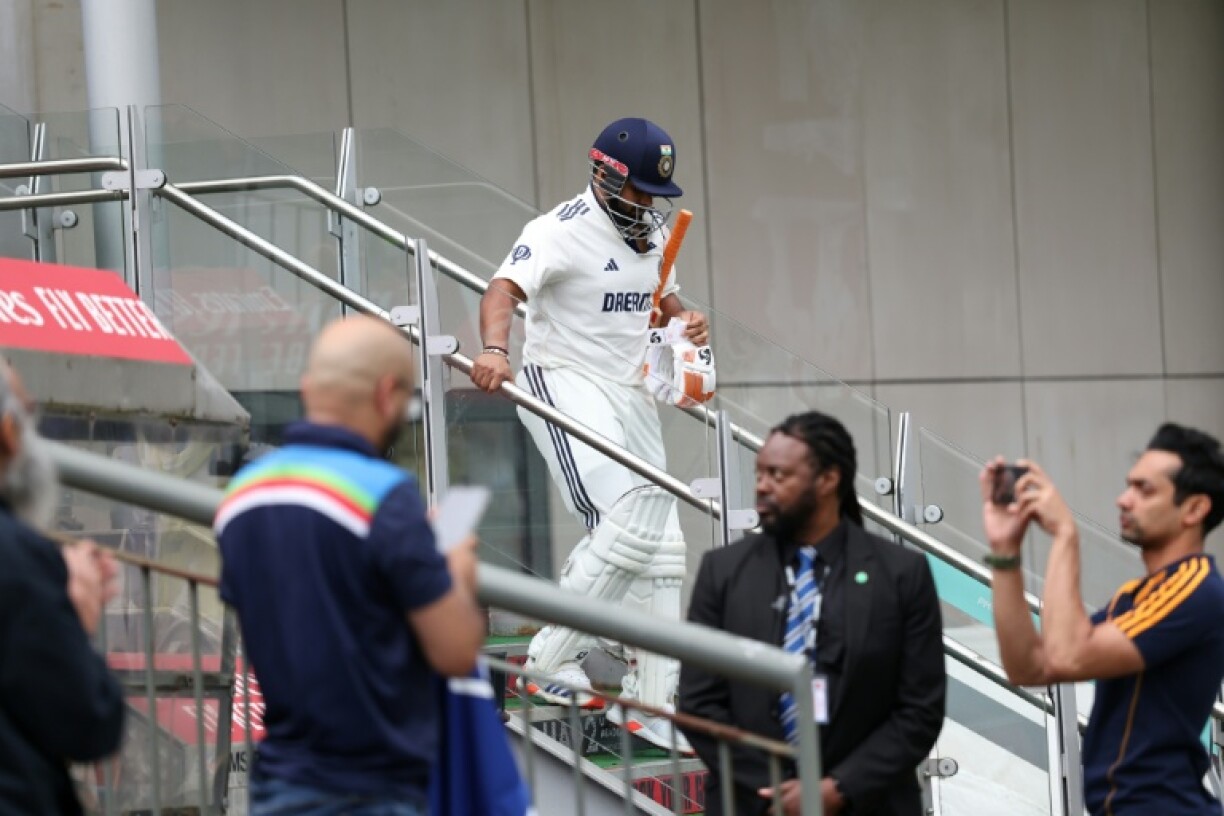 India's Rishabh Pant resumes his innings against England at Old Trafford