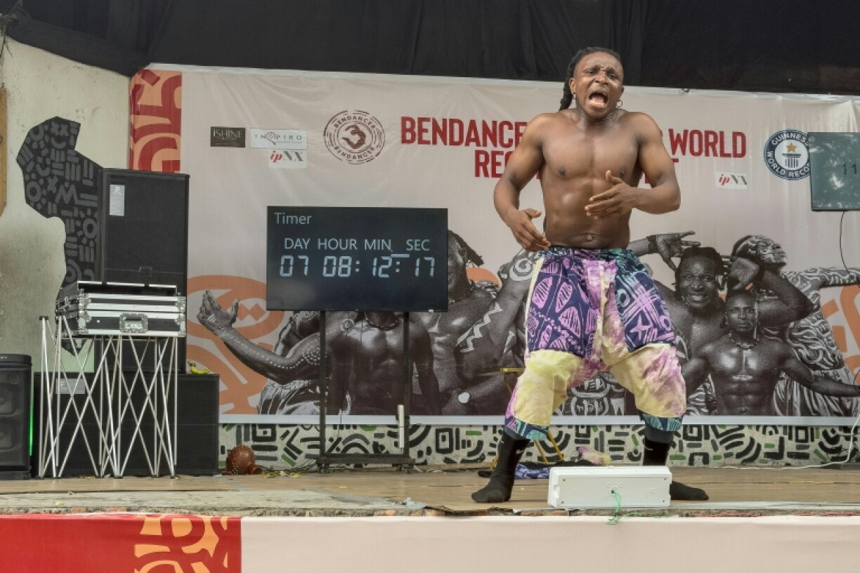 Nigerian dancer Benjamin Daniel Gabriel, 32, danced non-stop for seven days in a bid to break the record for the longest individual dance marathon