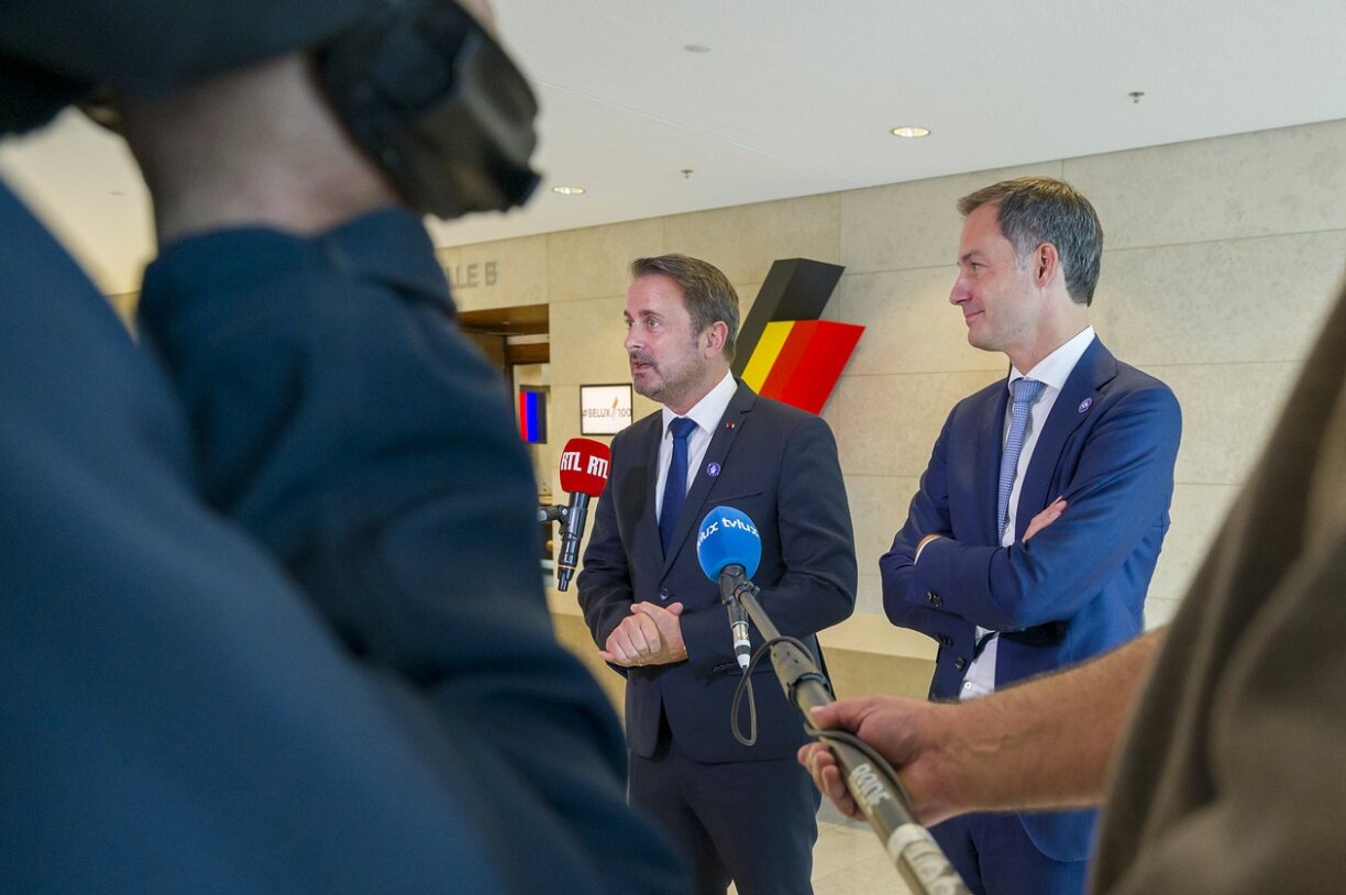 Xavier Bettel et Alexander De Croo lors de la conférence de presse du sommet Gäichel.