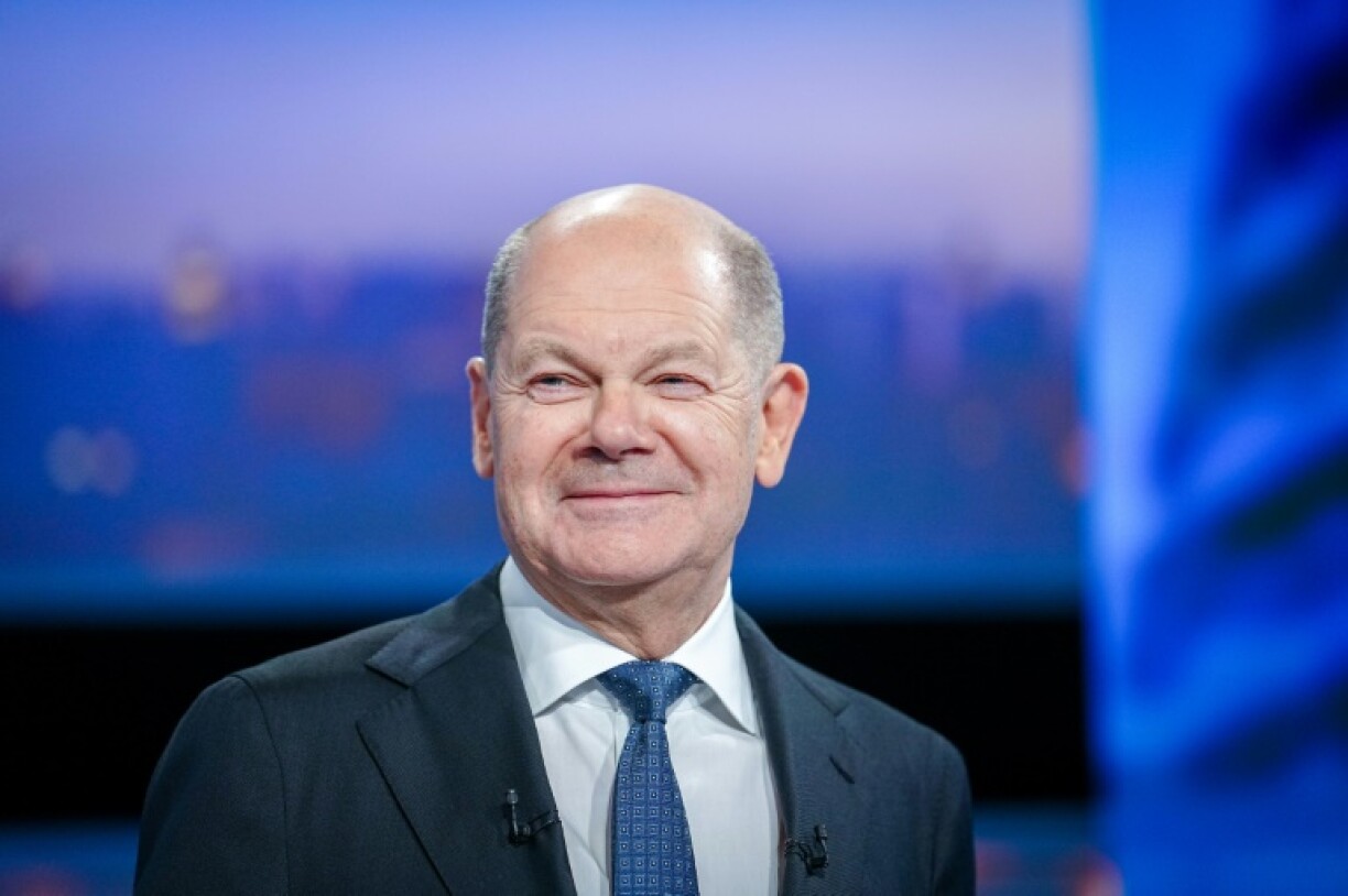 German Chancellor Olaf Scholz of the Social Democratic Party at the TV debate