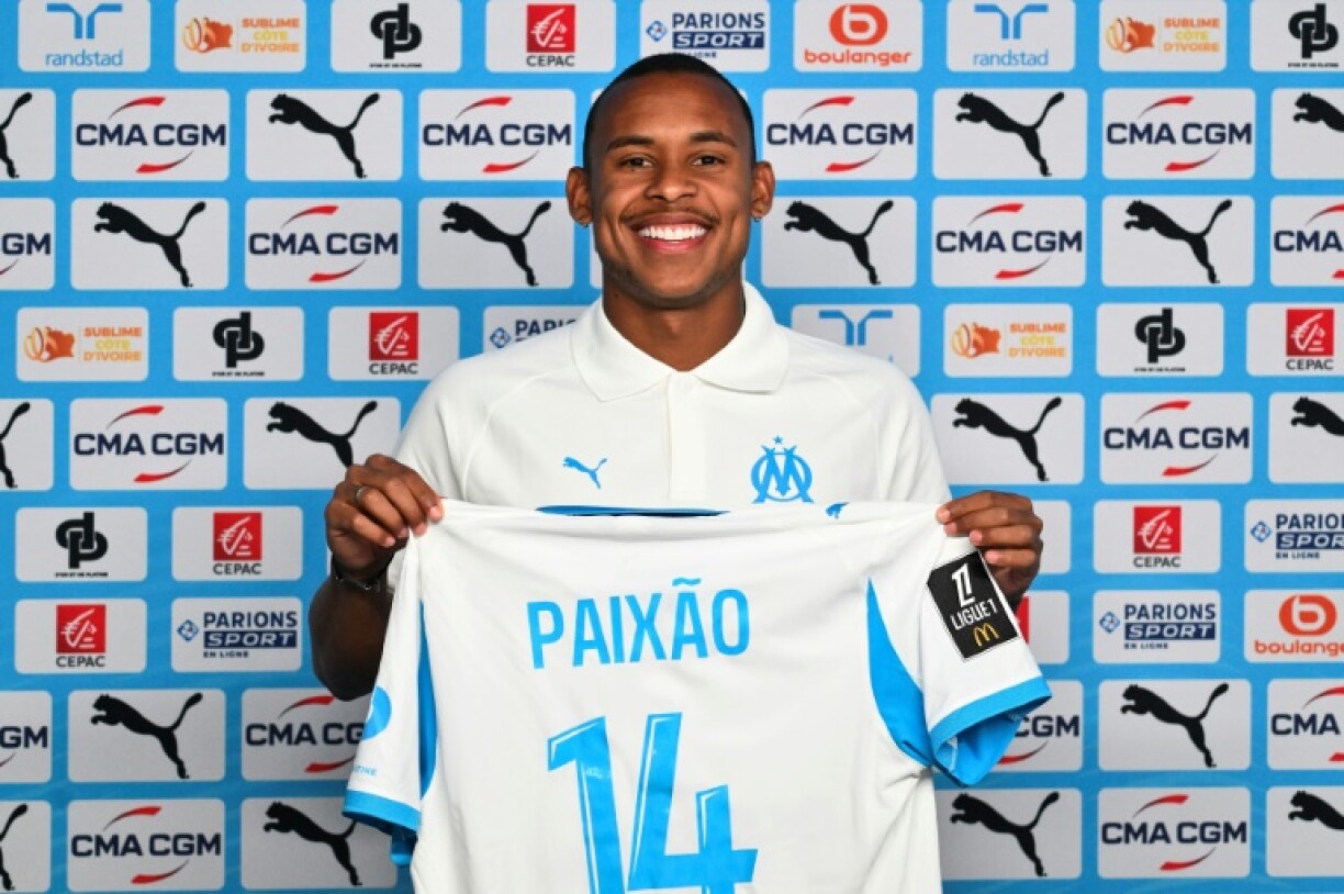 Brazilian striker Igor Paixao at his unveiling at Marseille