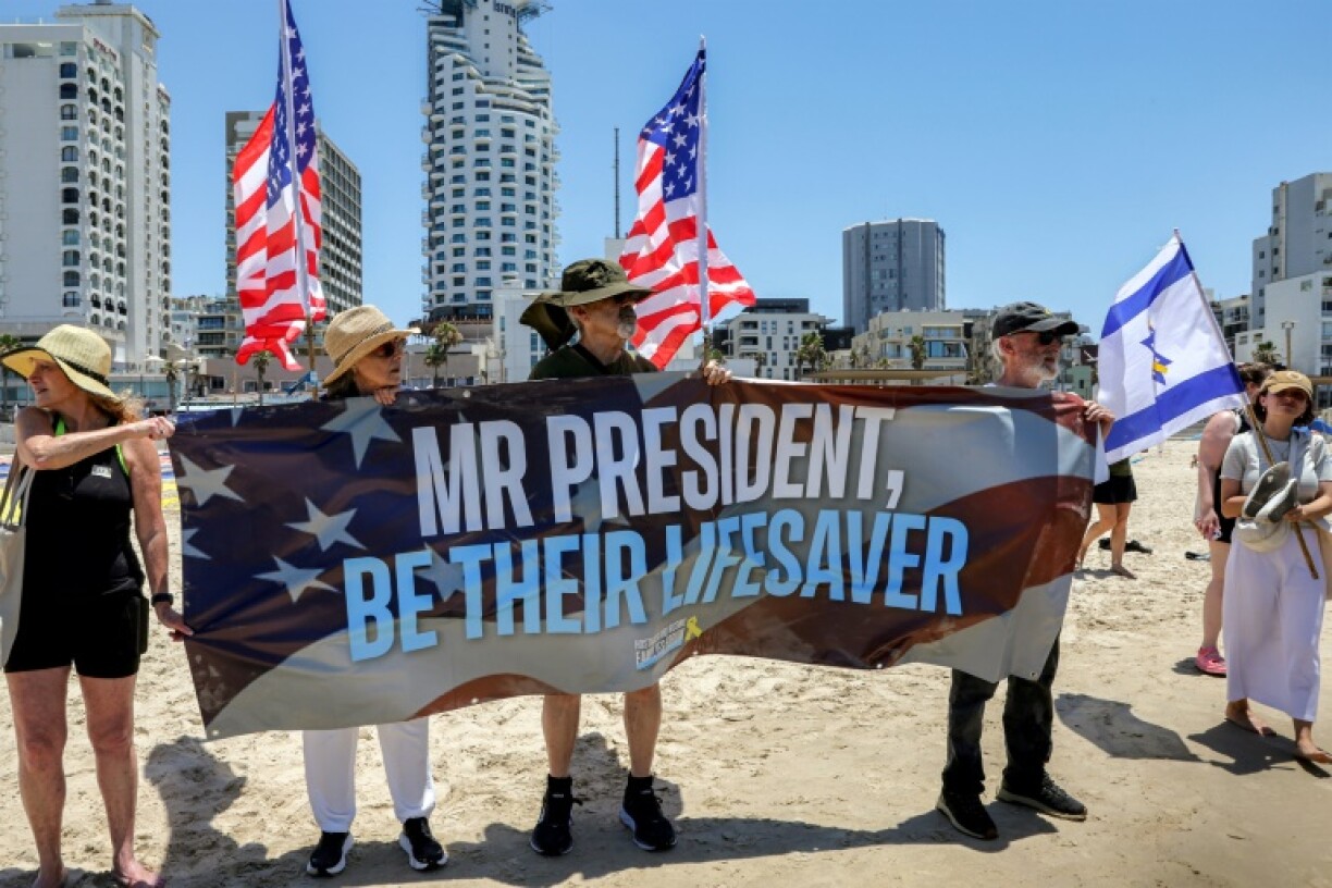 Protesters in Tel Aviv urged US President Donald Trump to help bring the hostages home