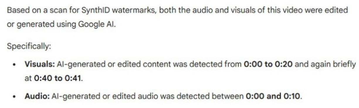 Screenshot of a response from Google's Gemini taken March 26, 2026