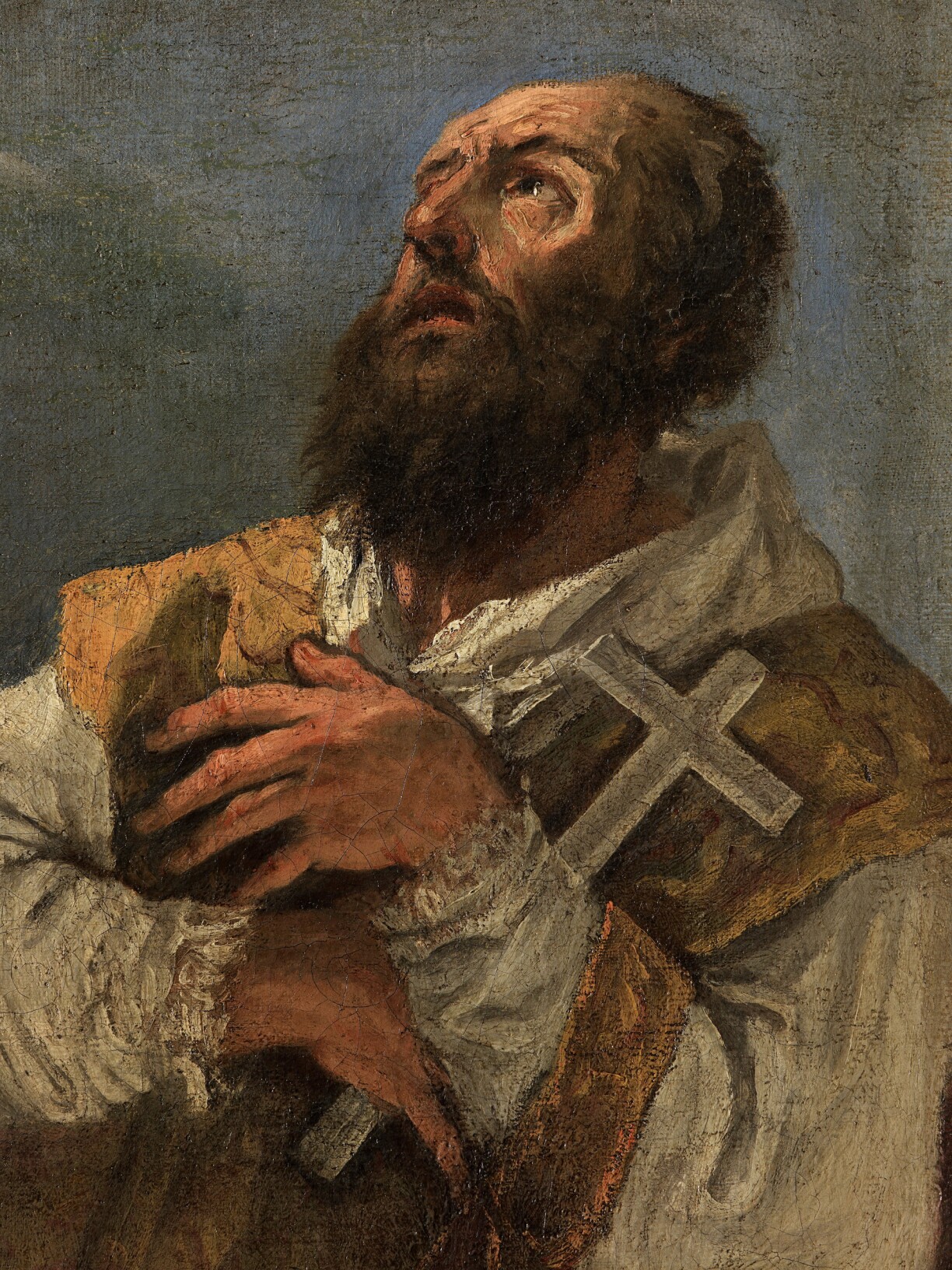 E Bild vum Hellege Valentin an der Parkierch Padernello di Paese zu Treviso an Italien.