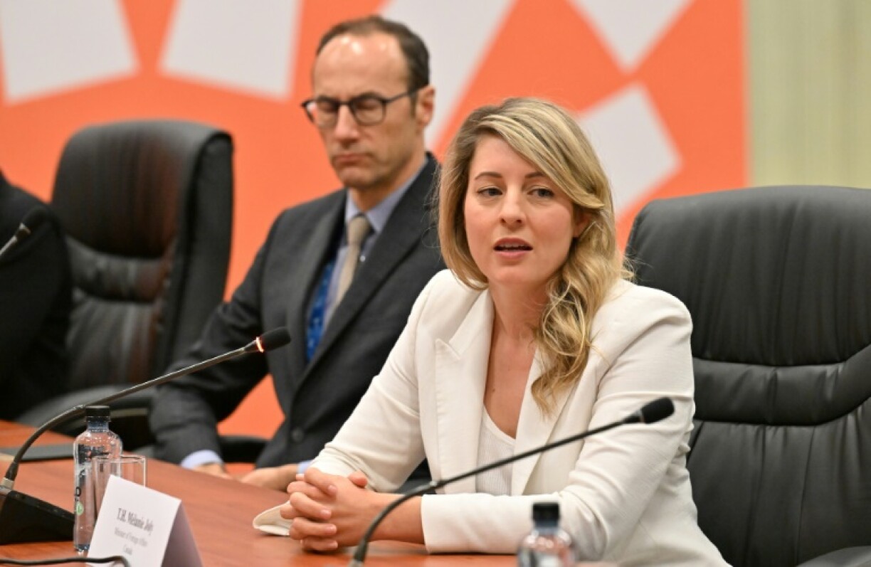 Canada's Foreign Minister Melanie Joly, pictured here at a November 14, 2024 meeting, is warning against a trade war with the United States under incoming President Donald Trump